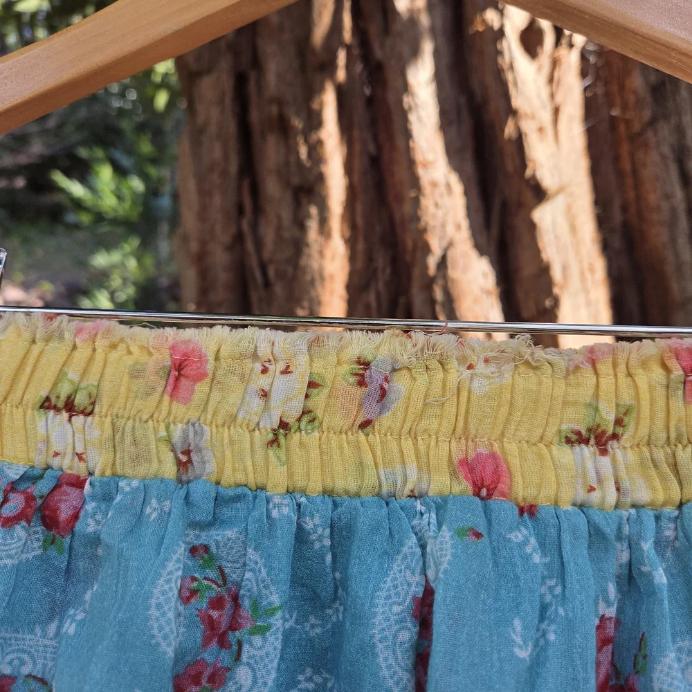 LoveShackFancy 100% Cotton Soleil Patchwork Floral Ruffle Skirt‎